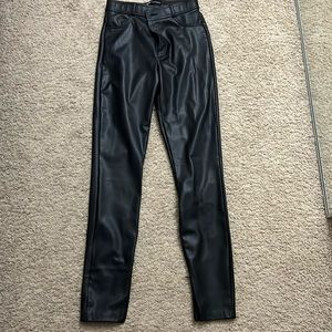 Zara Black Faux Leather Side Zip Ankle Pants - NWOT